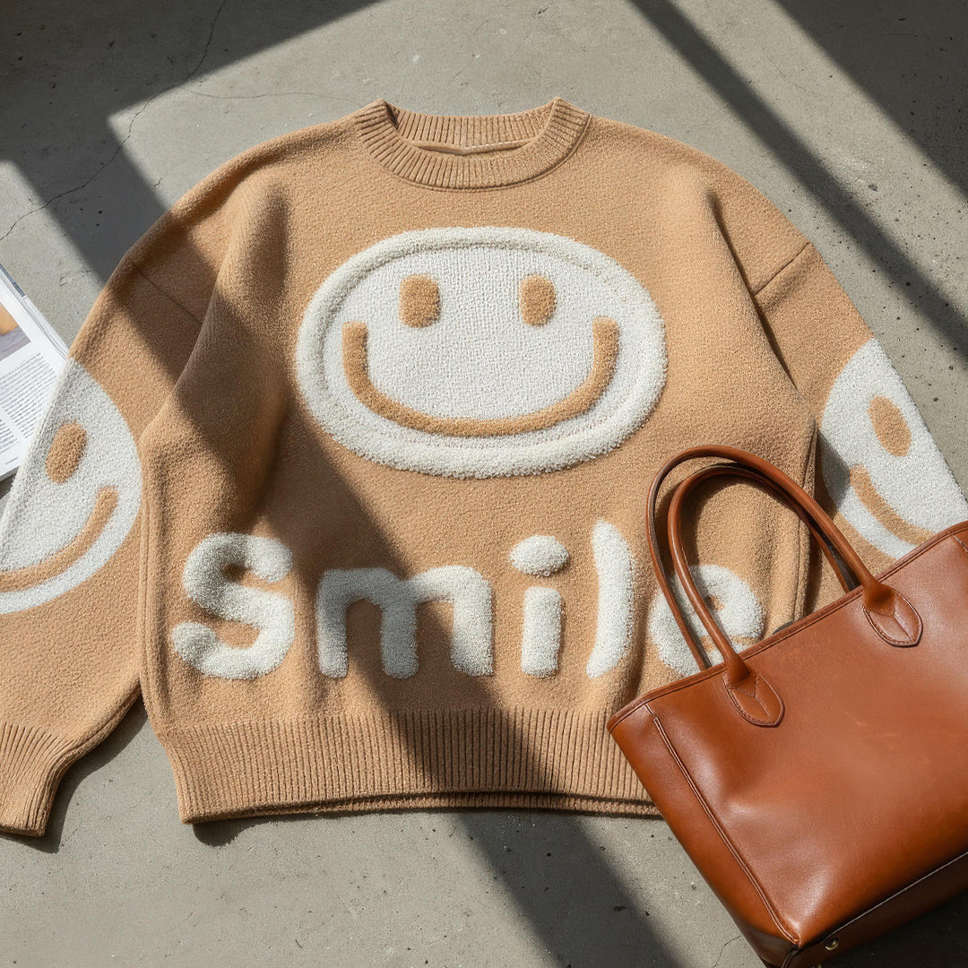 Clara™ | Oversized Fuzzy Smile Sweater