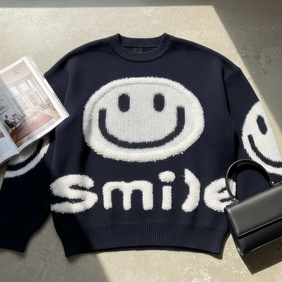 Clara™ | Oversized Fuzzy Smile Sweater