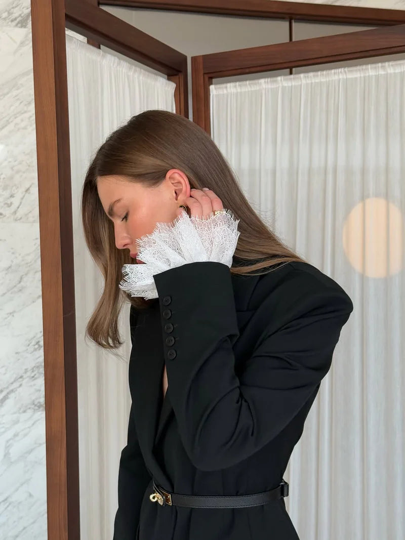 Leona™ | Elegant Lace-Panel Blazer