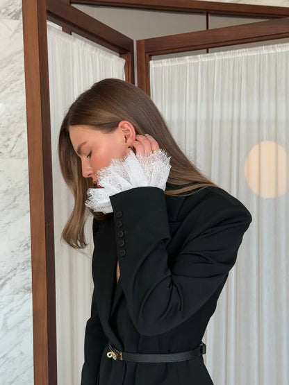 Leona™ | Elegant Lace-Panel Blazer