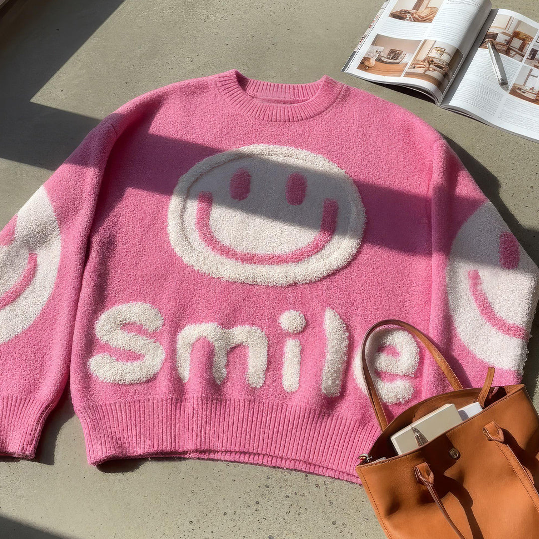 Clara™ | Oversized Fuzzy Smile Sweater