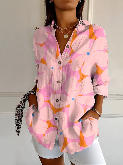 Button-Up Blouse | Printed | Loose Fit | Long-Sleeved Blouse | Button-Up Shirts for Women