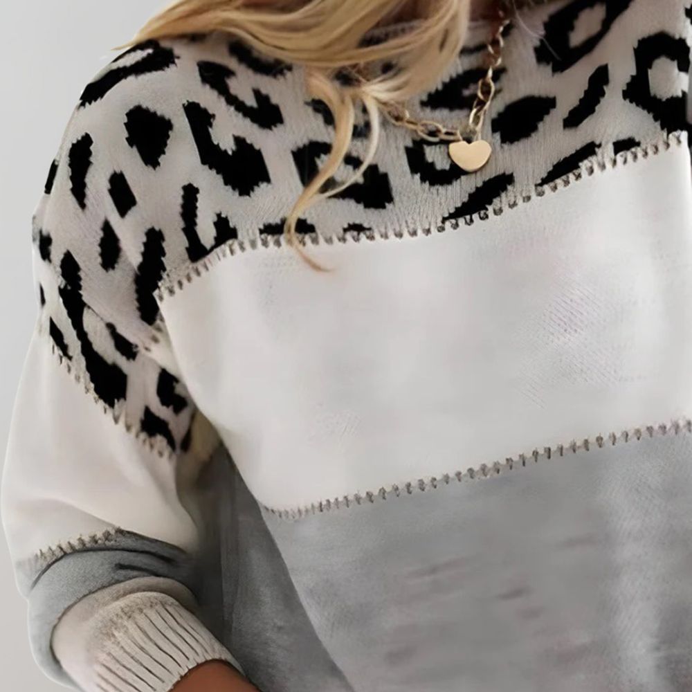 Liora™ | Leopard Colorblock Sweater