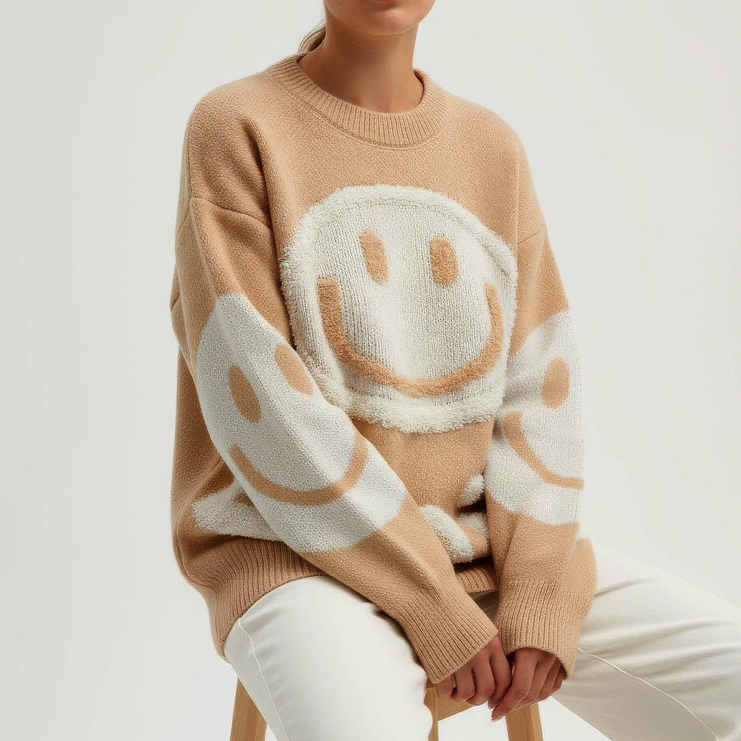 Clara™ | Oversized Fuzzy Smile Sweater